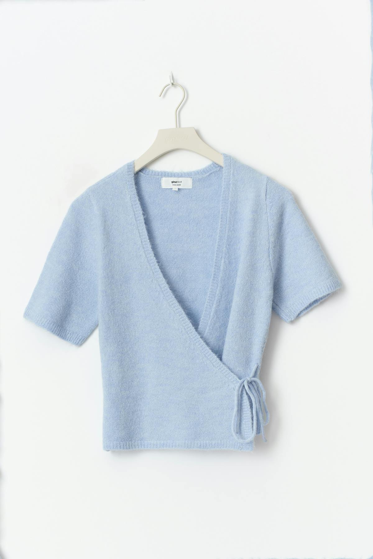 Knitted wrap top - Cashmere blue