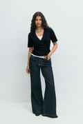 Knitted wrap top - Navy blazer