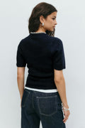 Knitted wrap top - Cashmere blue
