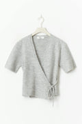 Knitted wrap top - Lt grey melange