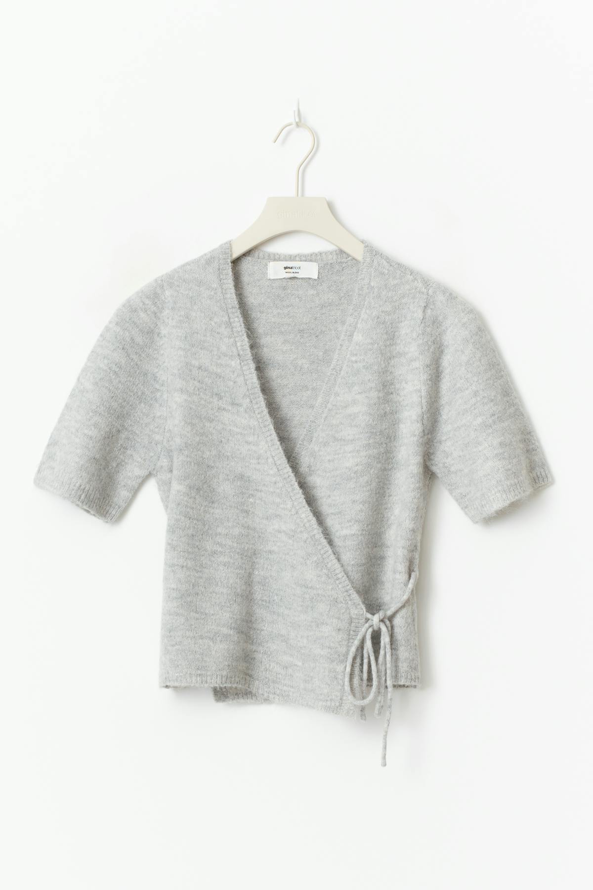 Knitted wrap top - Lt grey melange