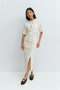 Ruched tee dress - Seal brown