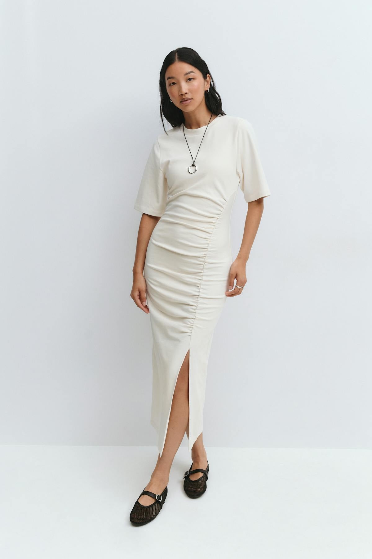 Ruched tee dress - Seal brown