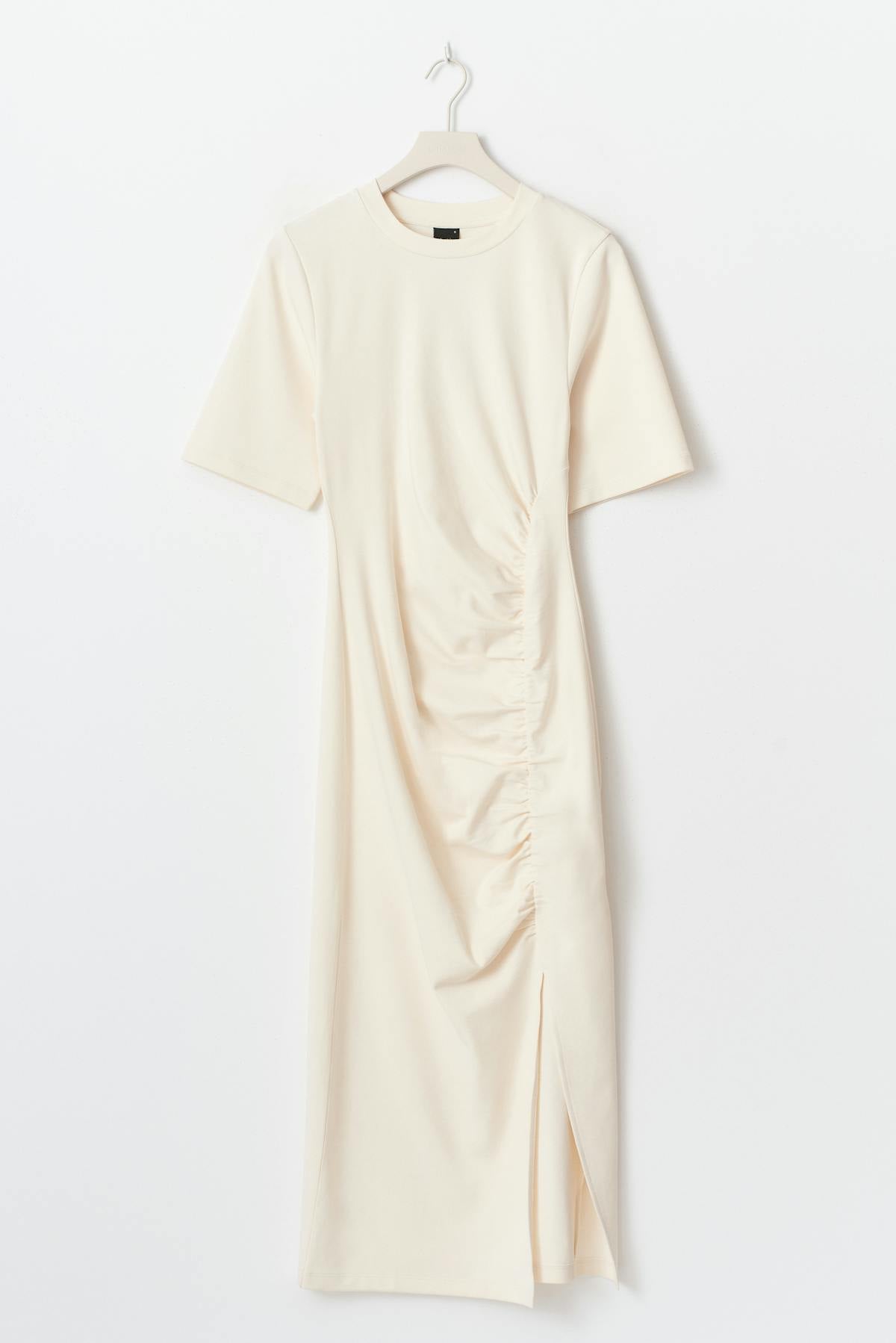 Ruched tee dress - Egret