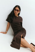 Ruched tee dress - Seal brown