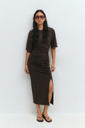 Ruched tee dress - Seal brown