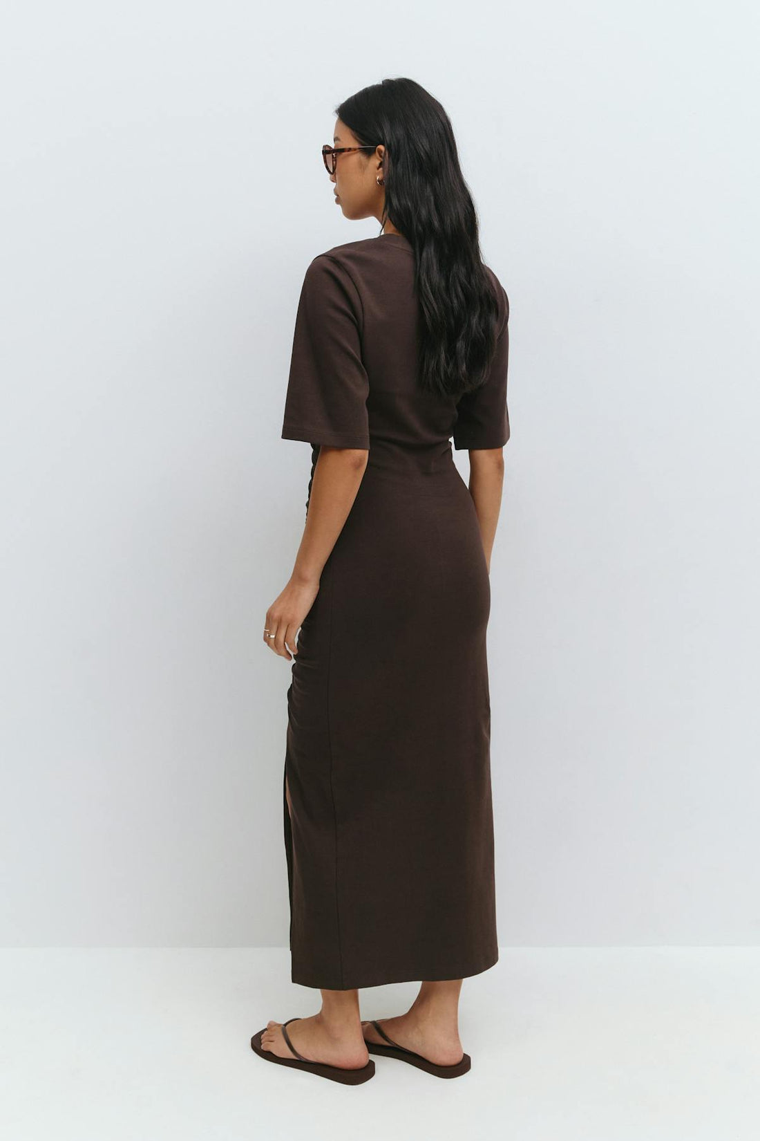 Ruched tee dress - Seal brown