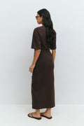 Ruched tee dress - Seal brown
