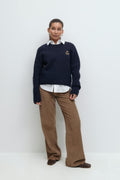 Embroidery knitted sweater - Navy blazer