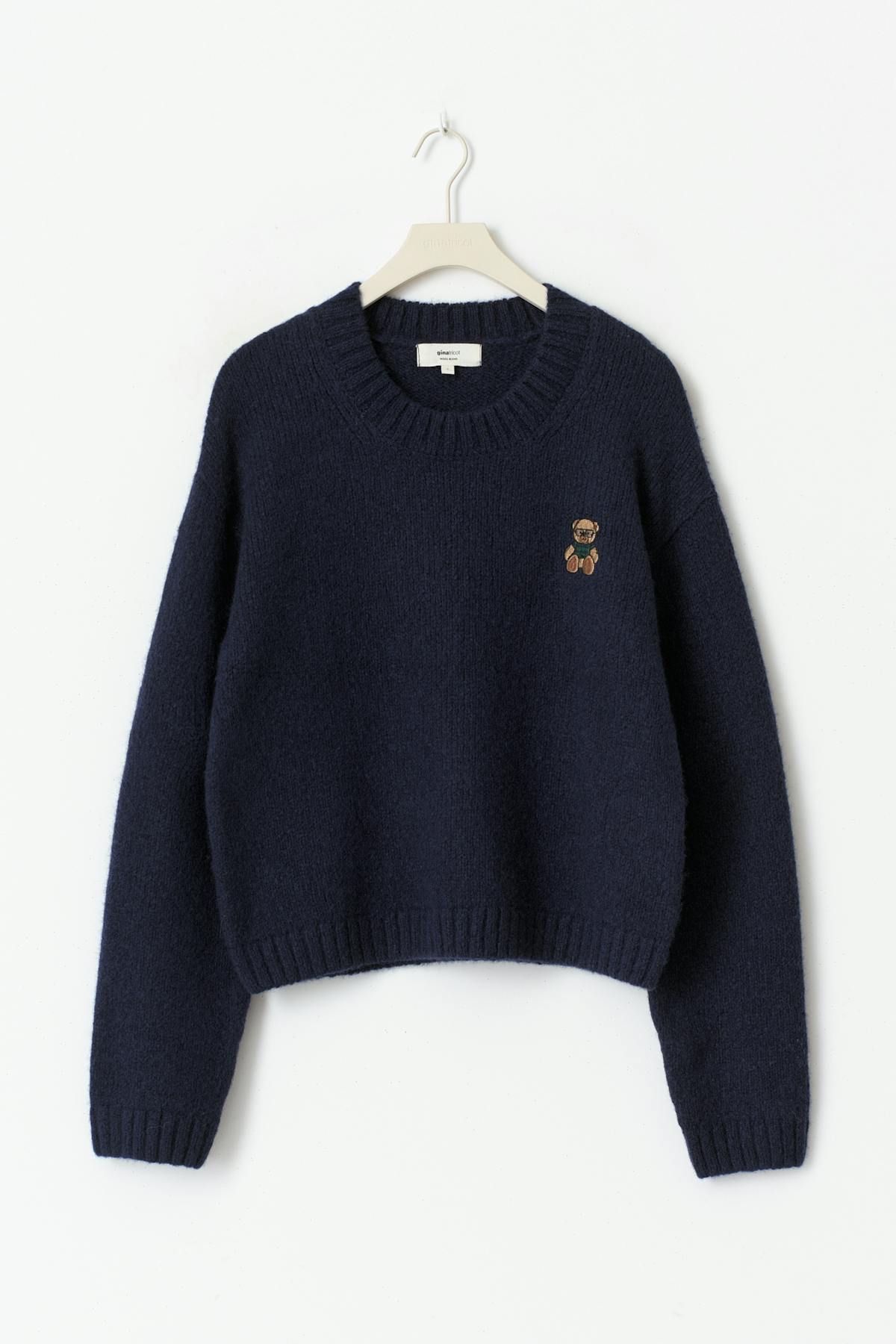 Embroidery knitted sweater - Navy blazer