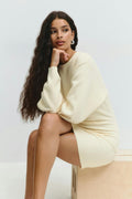 Shaped knitted dress - Gardenia