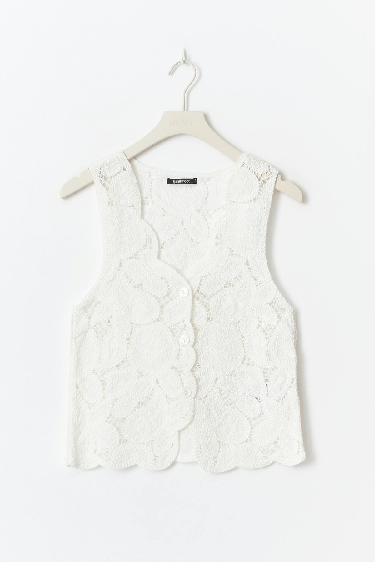 Embroidery vest - Blanc cassé