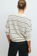 Striped collar knitted sweater - Offwh/stripe