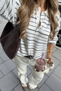 Striped collar knitted sweater - Red stripe