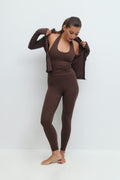 Highwaist ruched yoga tights - Seal brown