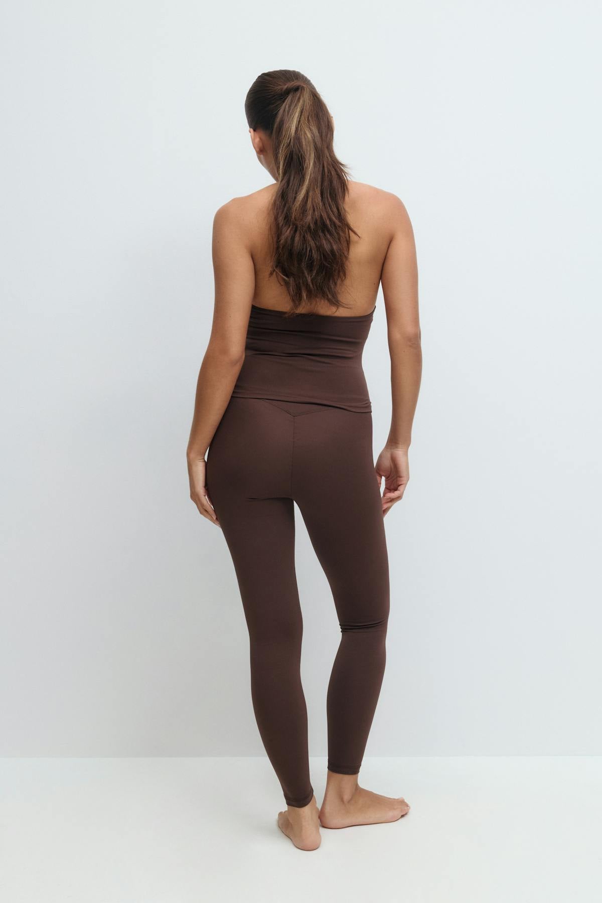 Highwaist ruched yoga tights - Seal brown