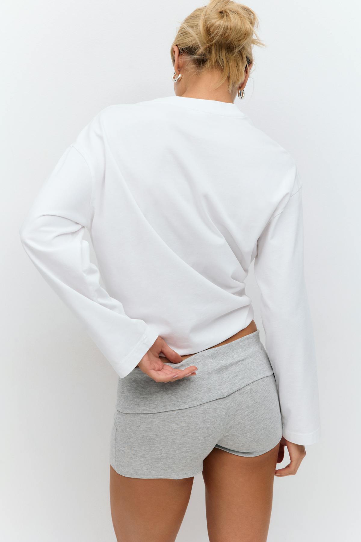 Folded hotpants - Grey melange