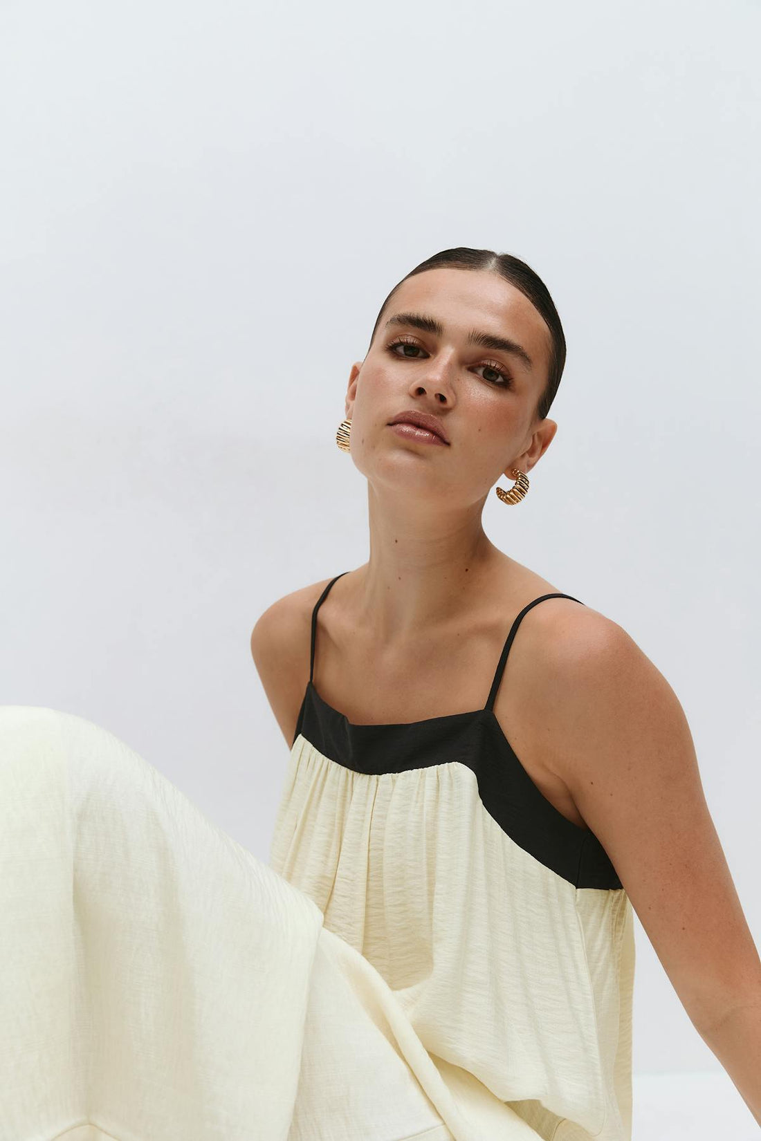 Contrast maxi dress - Crème