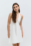 Broderie halterneck dress - Blanc