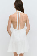 Broderie halterneck dress - Blanc