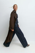 Faux suede trench coat - Marron