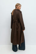 Faux suede trench coat - Marron