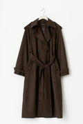 Faux suede trench coat - Marron foncé