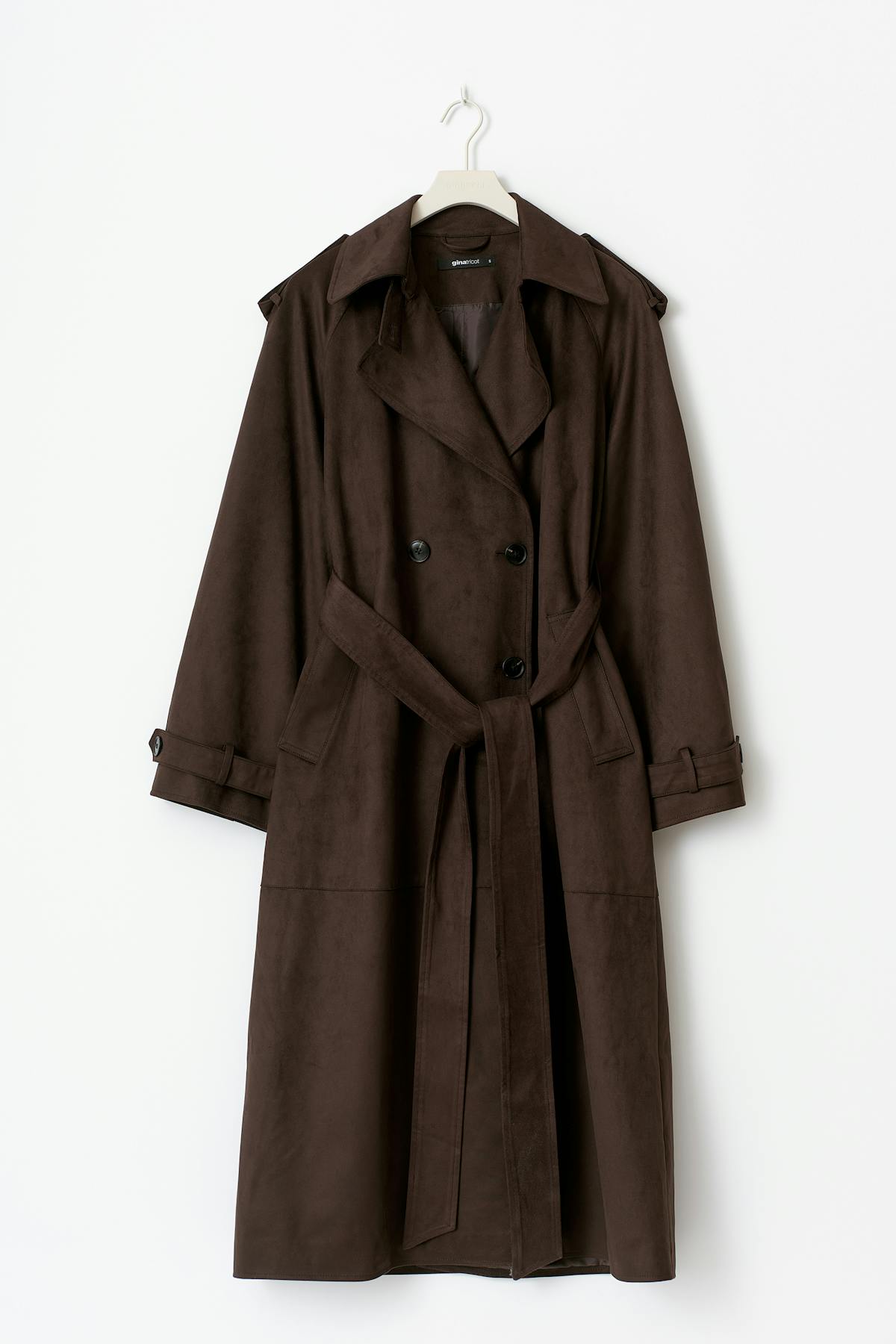 Faux suede trench coat - Marron foncé