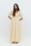 puff sleeve dress - Green flower