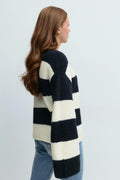 Y striped knitted sweater - Navy/stripe