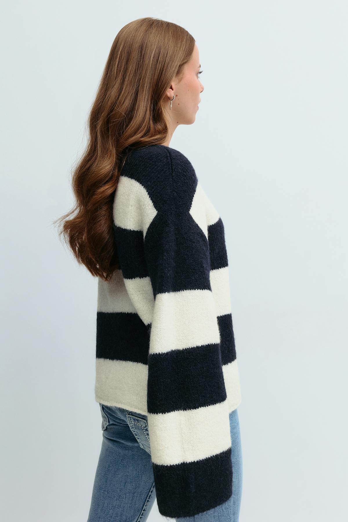 Y striped knitted sweater - Navy/stripe