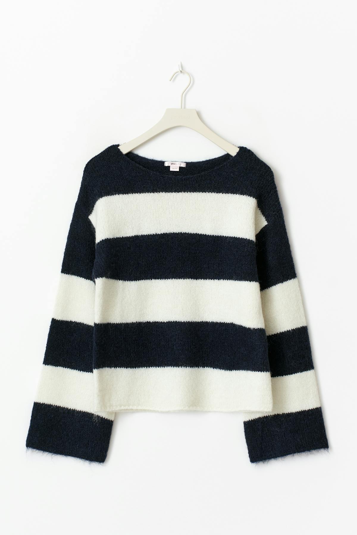 Y striped knitted sweater - Navy/stripe