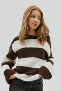 Y striped knitted sweater - Brown/stripe