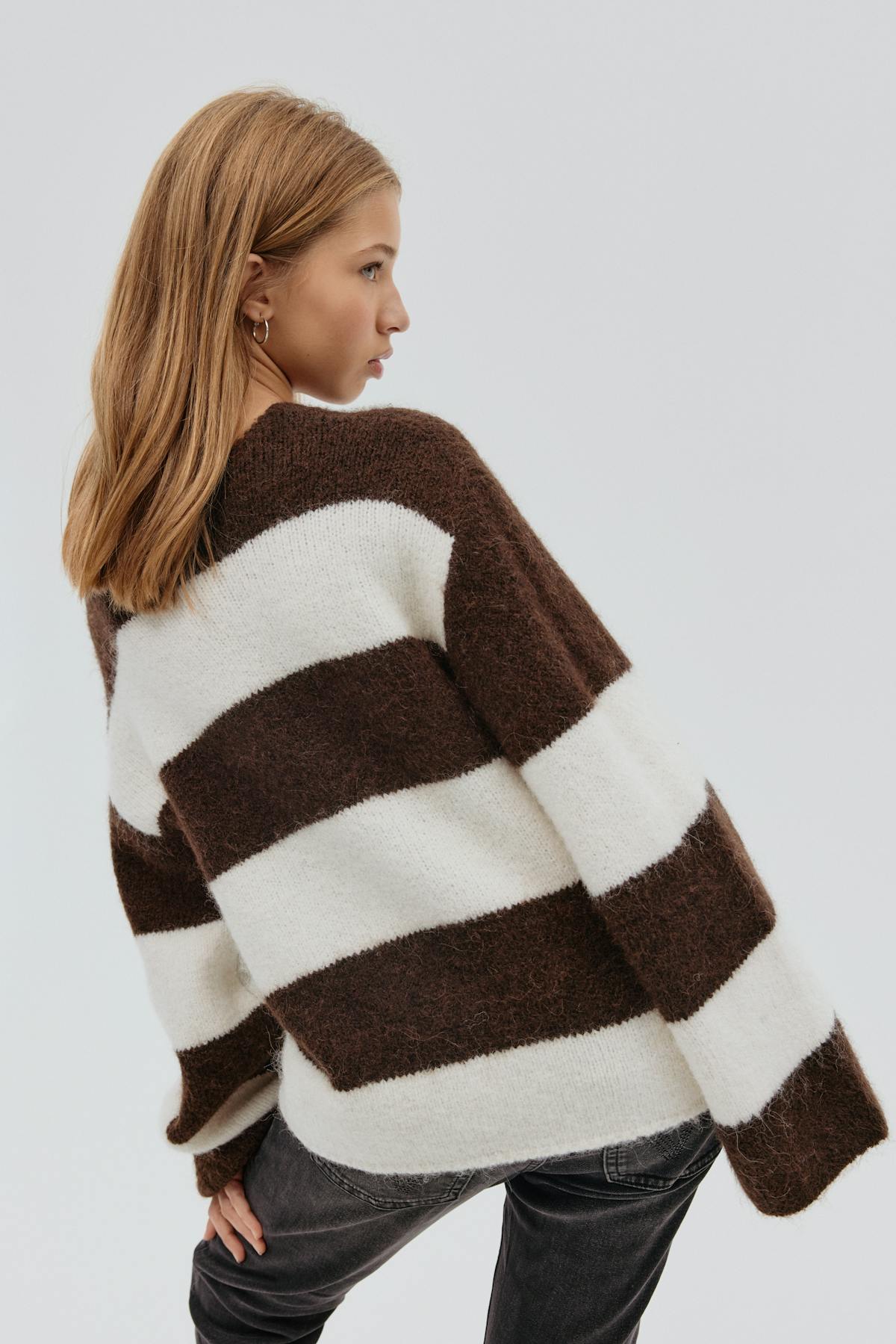 Y striped knitted sweater - Brown/stripe