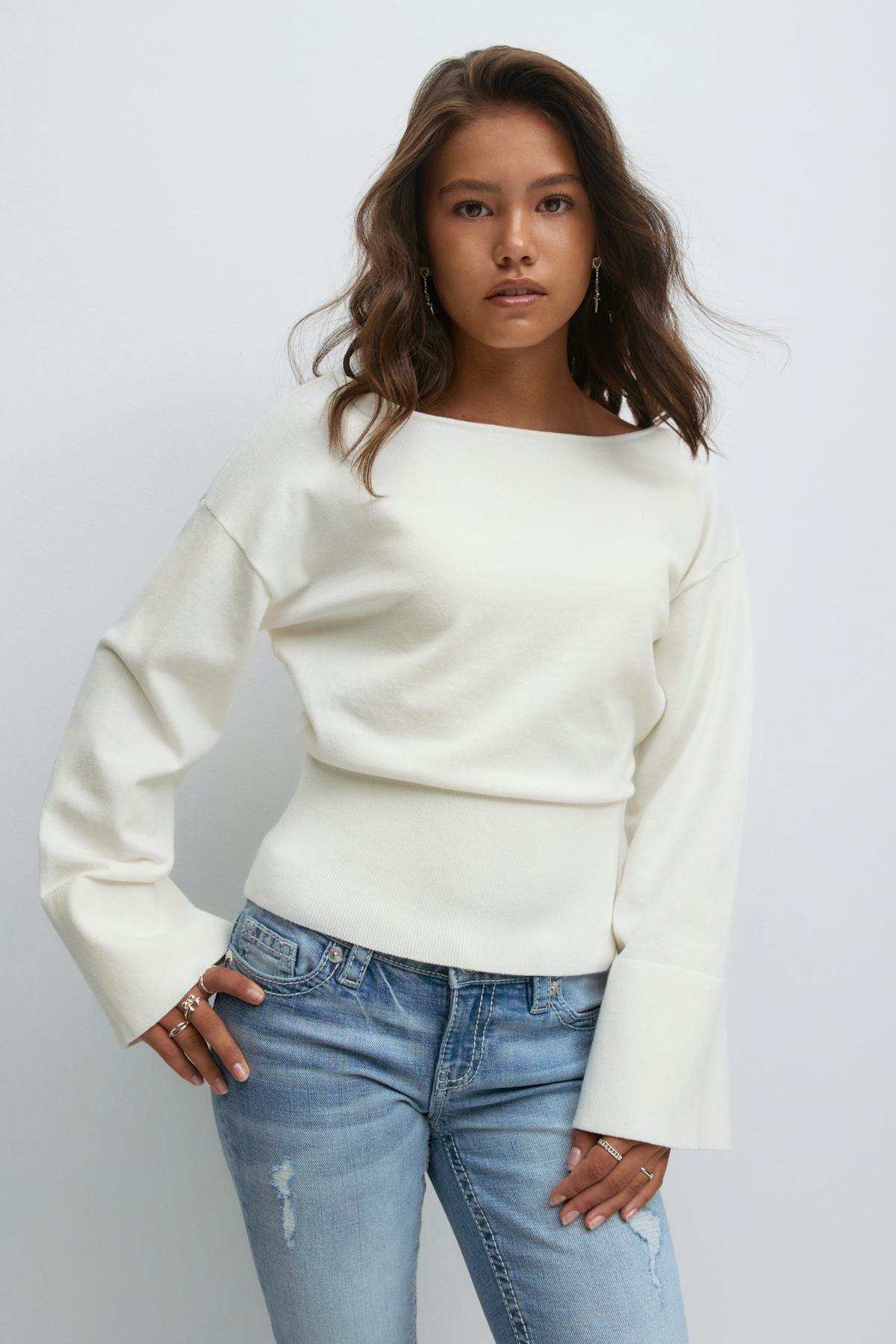 Y high rib knitted sweater - Gardenia