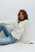 Y high rib knitted sweater - Gardenia