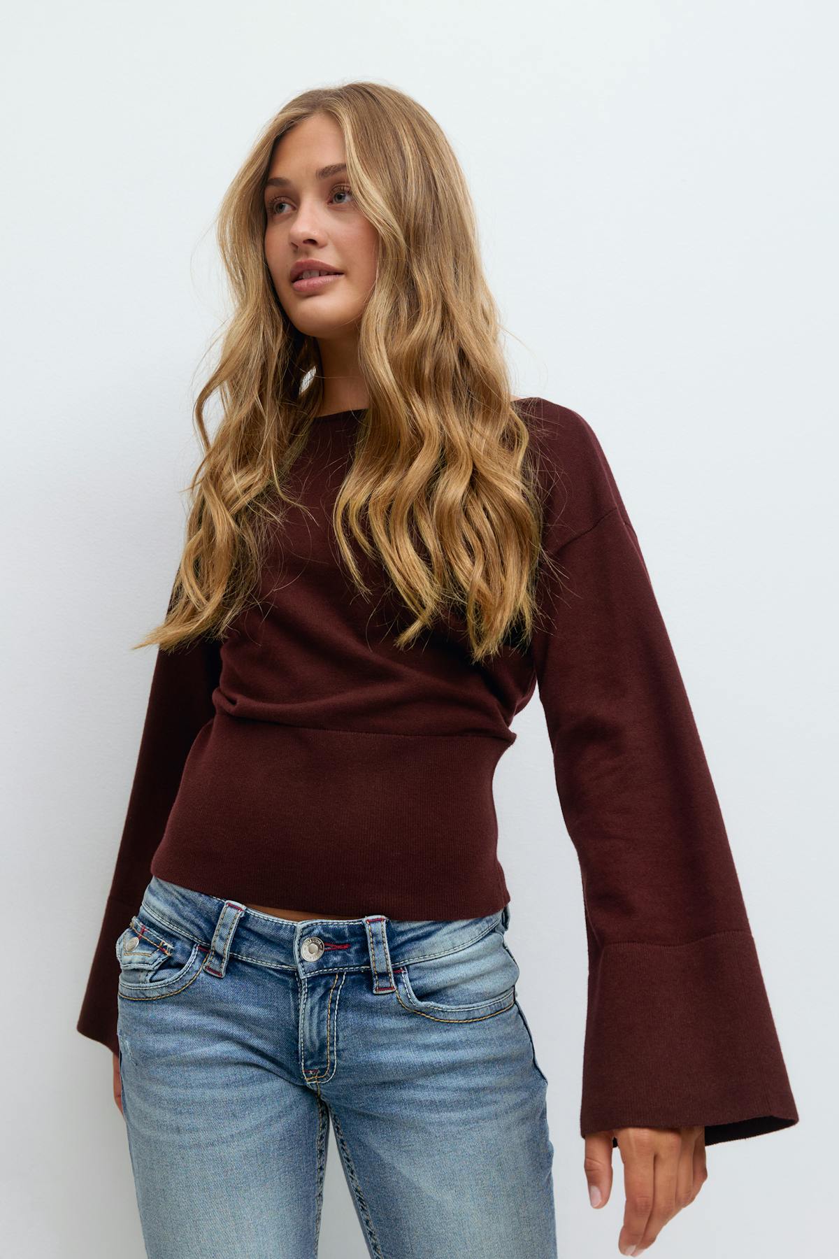 Y high rib knitted sweater - Bordeaux foncé