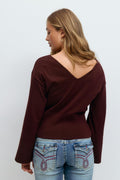 Y high rib knitted sweater - Bordeaux foncé