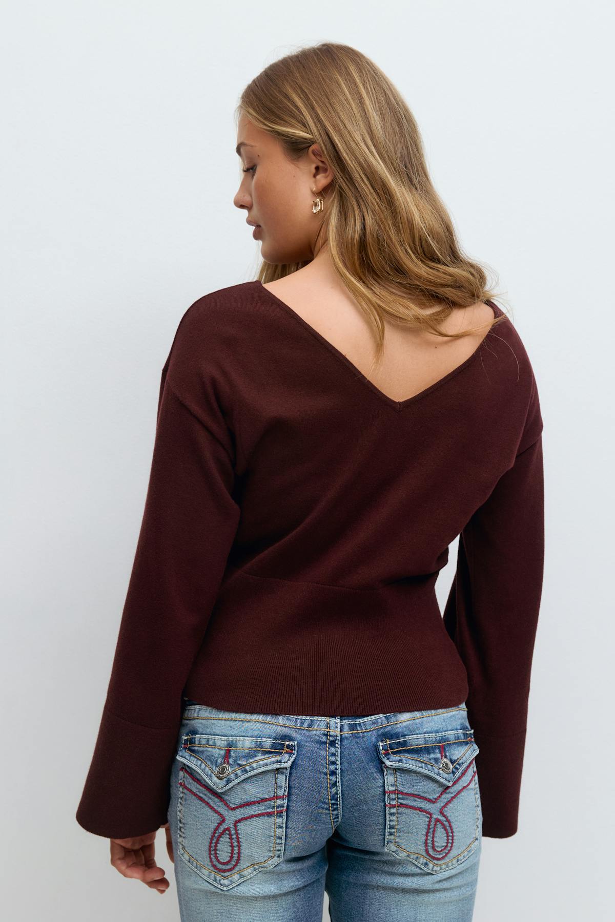 Y high rib knitted sweater - Bordeaux foncé