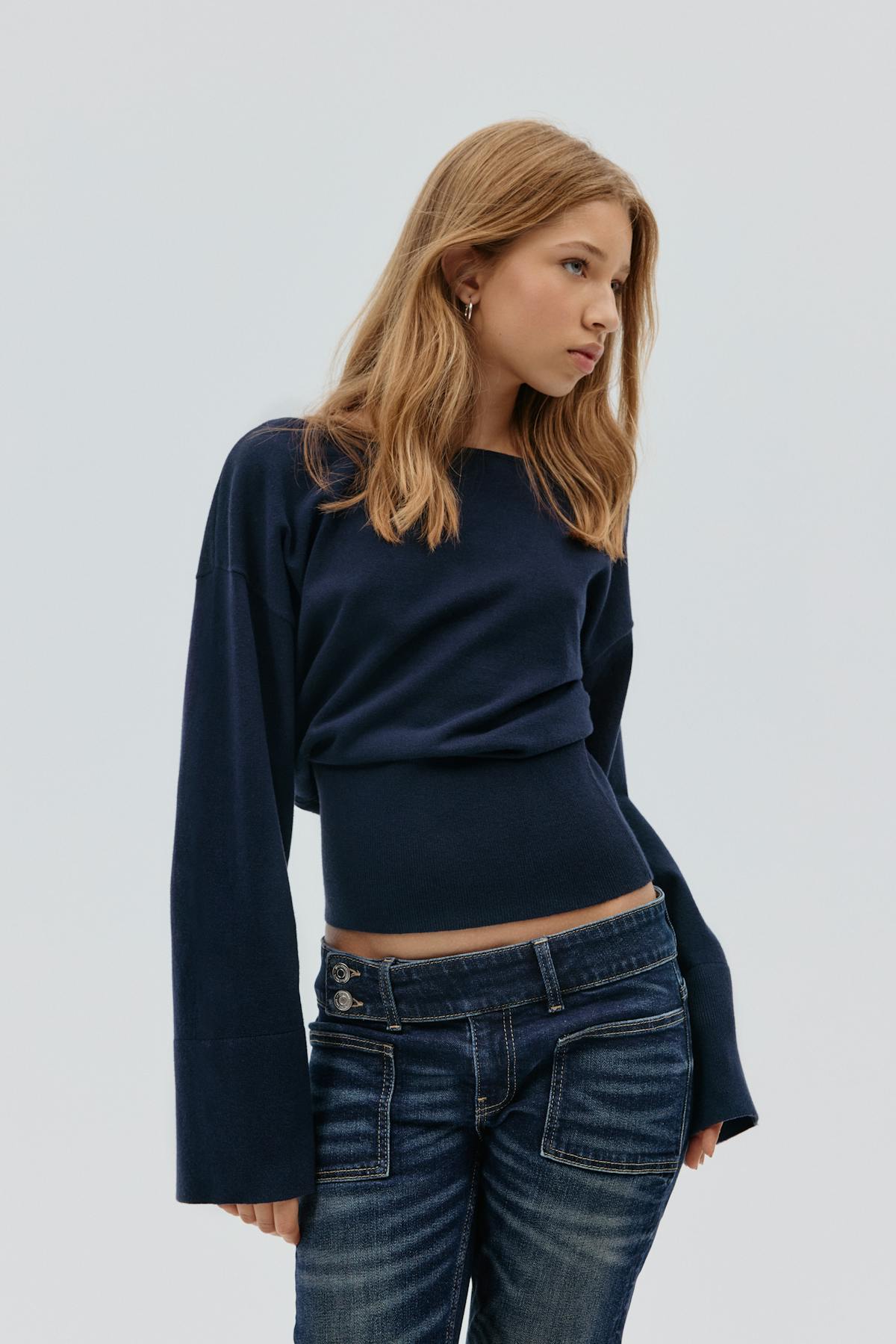 Y high rib knitted sweater - Navy blazer