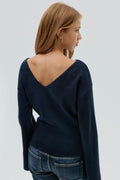 Y high rib knitted sweater - Navy blazer