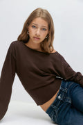 Y high rib knitted sweater - Seal brown