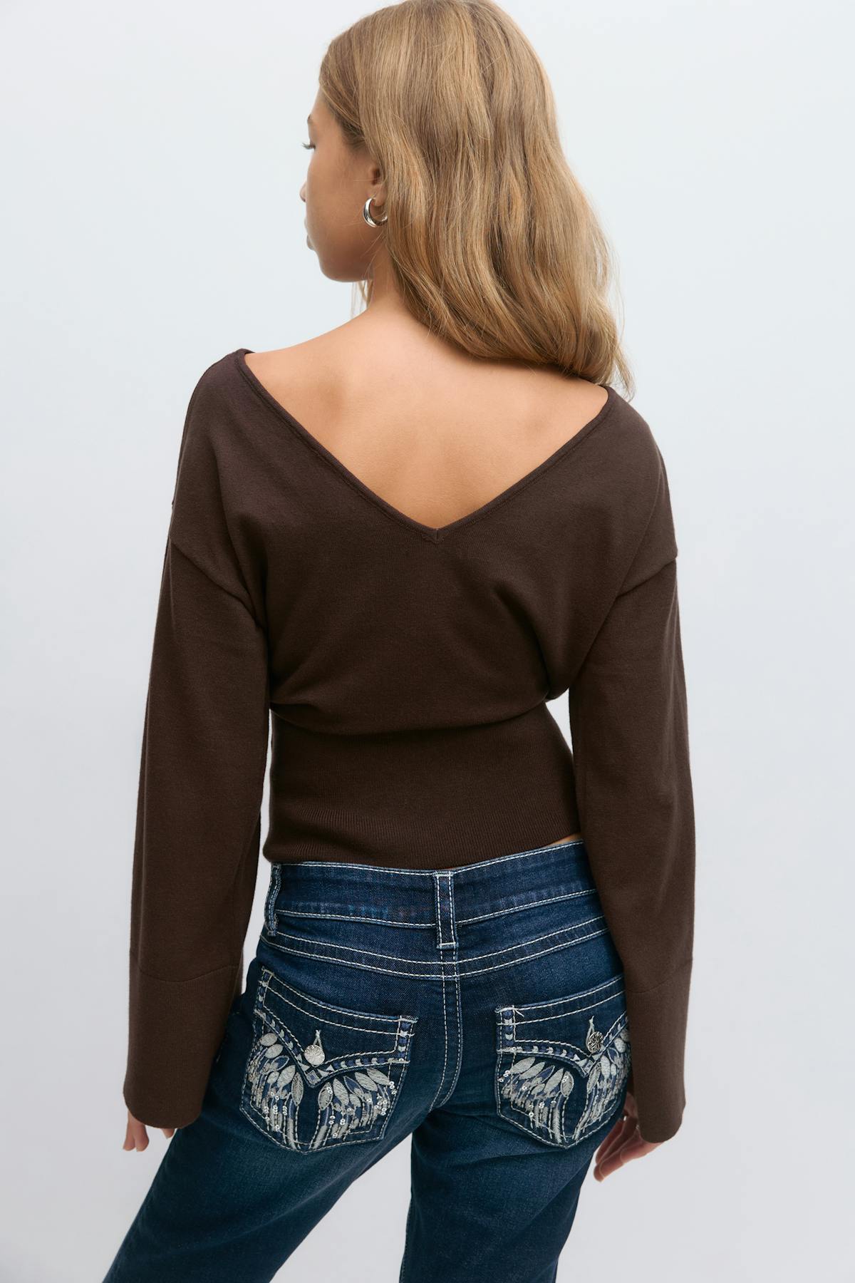 Y high rib knitted sweater - Seal brown