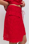 Broderie anglaise mini skirt - Rouge