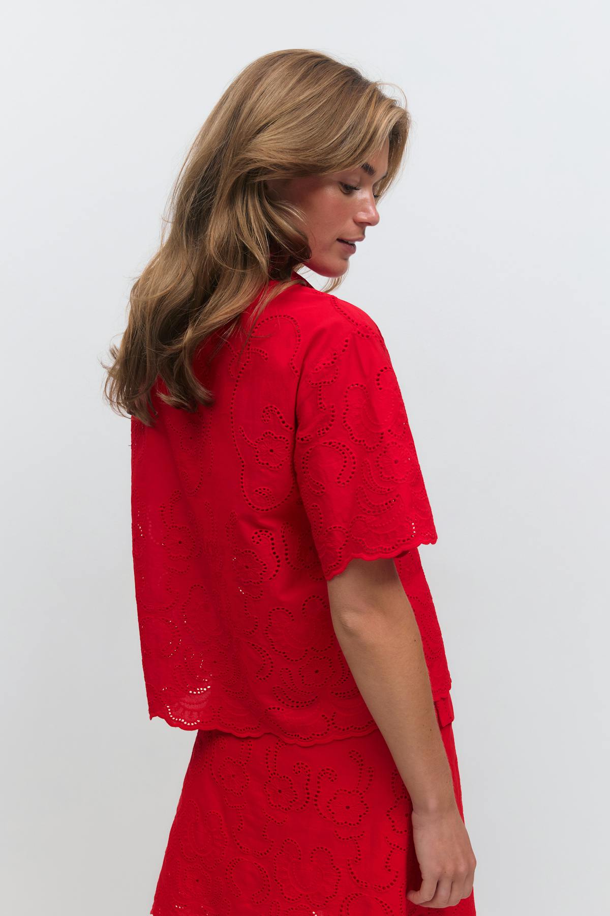 Anglaise blouse - High risk red