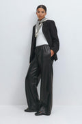 Wide drawstring pu trousers - Noir