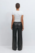 Wide drawstring pu trousers - Noir