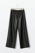 Wide drawstring pu trousers - Noir