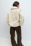 Faux fur bonded short jacket - Creme