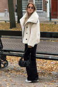 Faux fur bonded short jacket - Noir